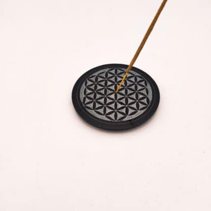 Porte Encens rond pierre gravé fleur de vie – Image 2
