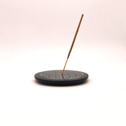 Porte Encens rond pierre gravé fleur de vie – Image 3