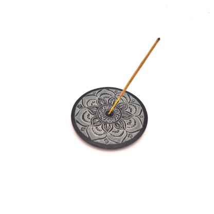 Porte Encens rond pierre gravé Mandala – Image 2