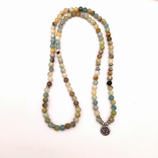 Mala 108 perles d'amazonite avec Om