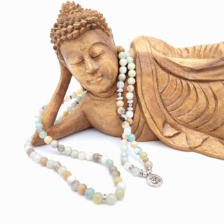 Mala 108 perles d'amazonite avec Om