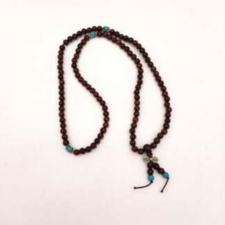 Mala 108 perles bois ornementale & dorje