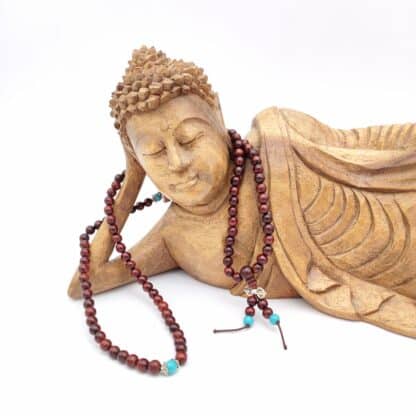 Mala 108 perles bois ornementale & dorje