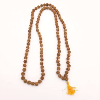 Mala rudraksha 108 grains avec houpe orange