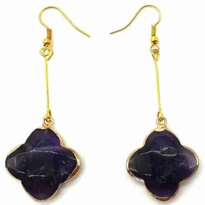 Boucles d'oreilles trèfle facetté Améthyste