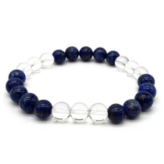 Bracelet Lapis lazuli & Cristal de roche Perles 8mm