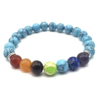 Bracelet Turquoise 7 chakras Perles 8mm